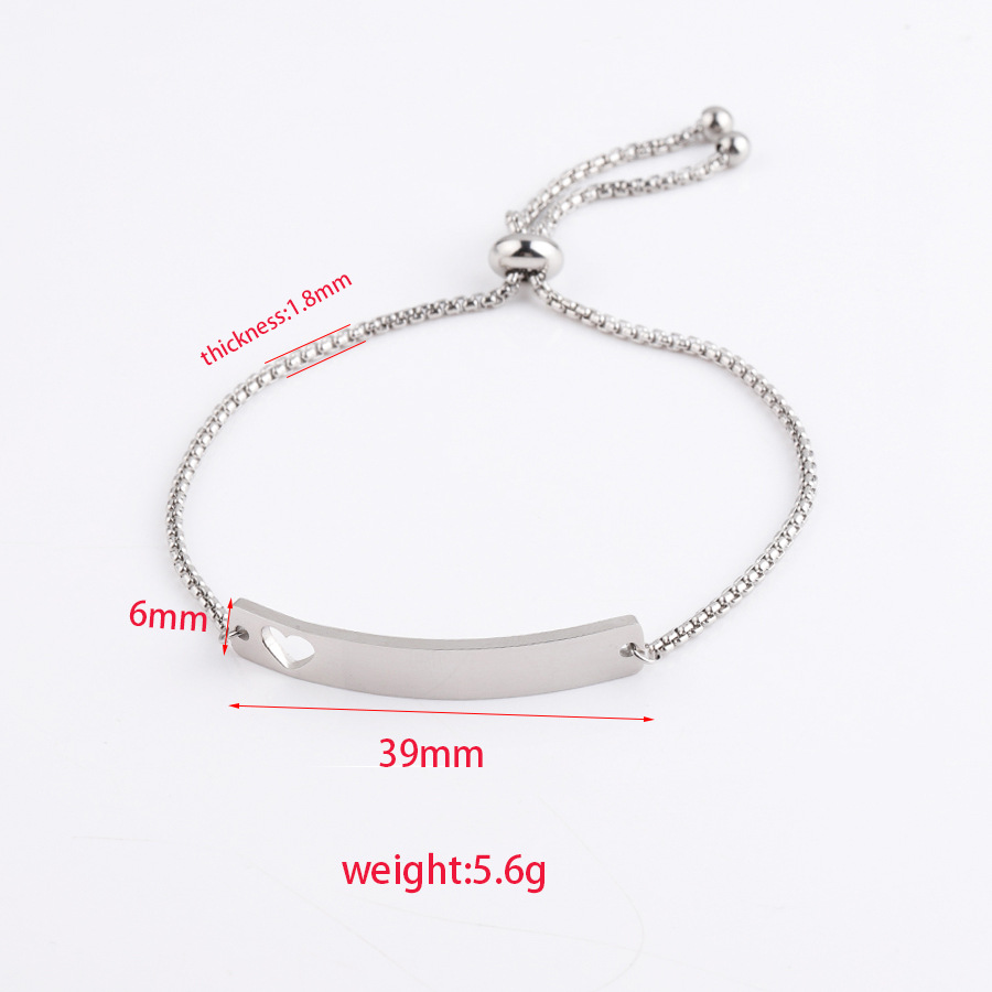 

Hollow Love Stainless Steel Stamping Blank Bar Bracelet For Engraving Metal ID Bracelet Mirror Polished Whole 5pcs