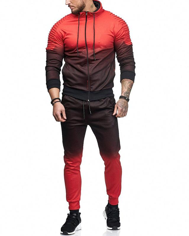 

Hoodies + Trouser 2 Piece Sets Masculino Two Piece Sets Hombre Hooded Men Tracksuit Patchwork Spring Autumn Streetwear MOOWNUC, Green