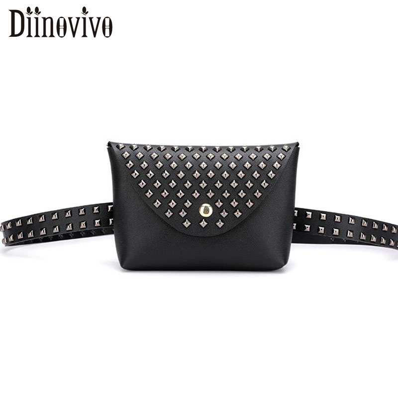 

DIINOVIVO Rivet Waist Bag For Women 2020 PU Leather Fanny Pack Women Letter Fanny Waist Packs Chest Bag Female Mini WHDV1184, Beige