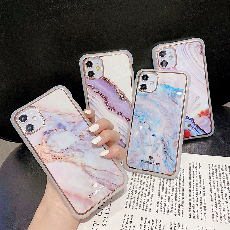 Luxury Glossy Marble Phone Case For iPhone 11Pro MAX Case For 6 7 8Plus X XR XS Max SE 2020 Retro Glitter Gradient Marble Soft Cover-image-572781001