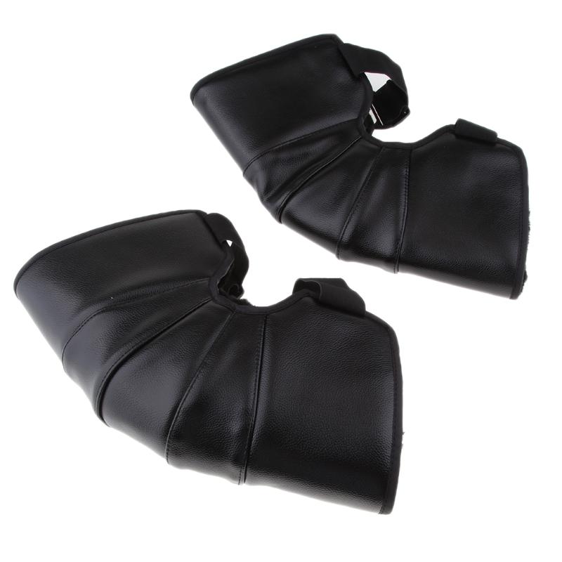 

35cm Black Leather Motorcycle Warm Knee Pad Leg Warmer Protector Adjustable
