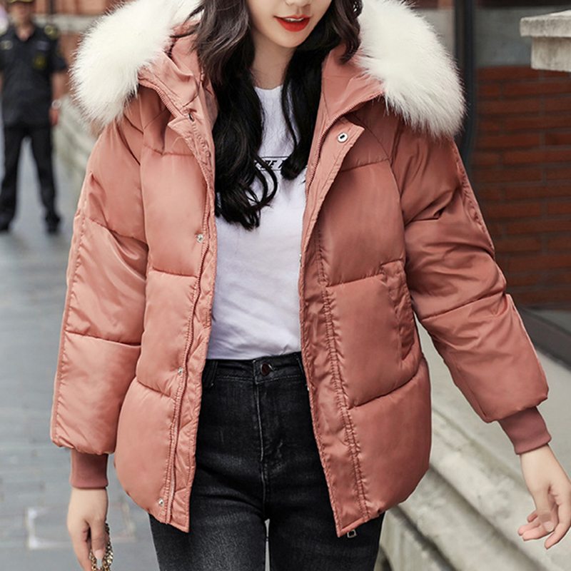 

Down Cotton Winter Coat Women 2020 Fashion Black Blue Femake Outerwear Short Jacket Coat Wear Warm Ladies Parkas CDR2391