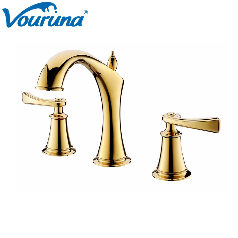 

Luxurious Rose Golden/Antique Brown 3 Holes Bathroom Faucets Solid Brass Wash Basin Mixer Taps