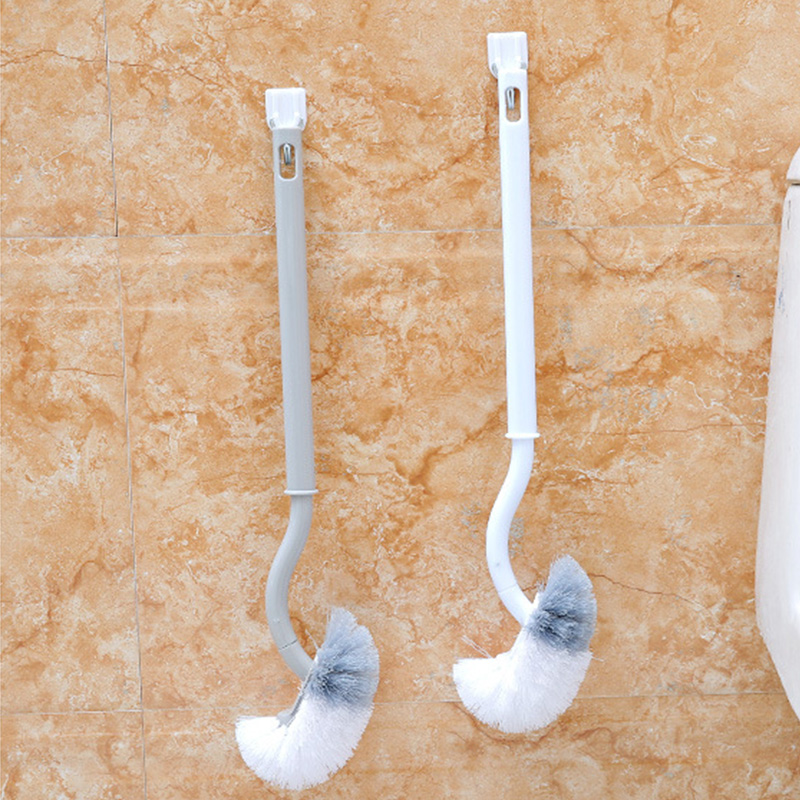 

1PC Dead Corner Cleaning Double Side Curved Plastic Brush Toilet Bathroom Long Handle Cleaning Brush, White