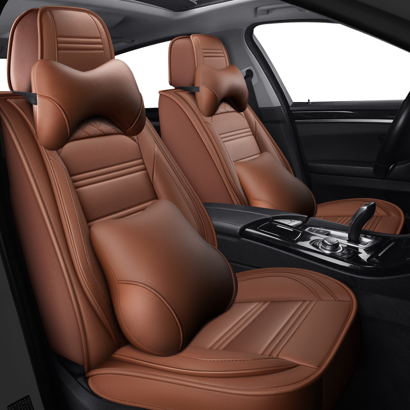 

ZHOUSHENGLEE leather Universal Car Seat covers for Most Car Interior accessories Sedans Seat Cushion styling