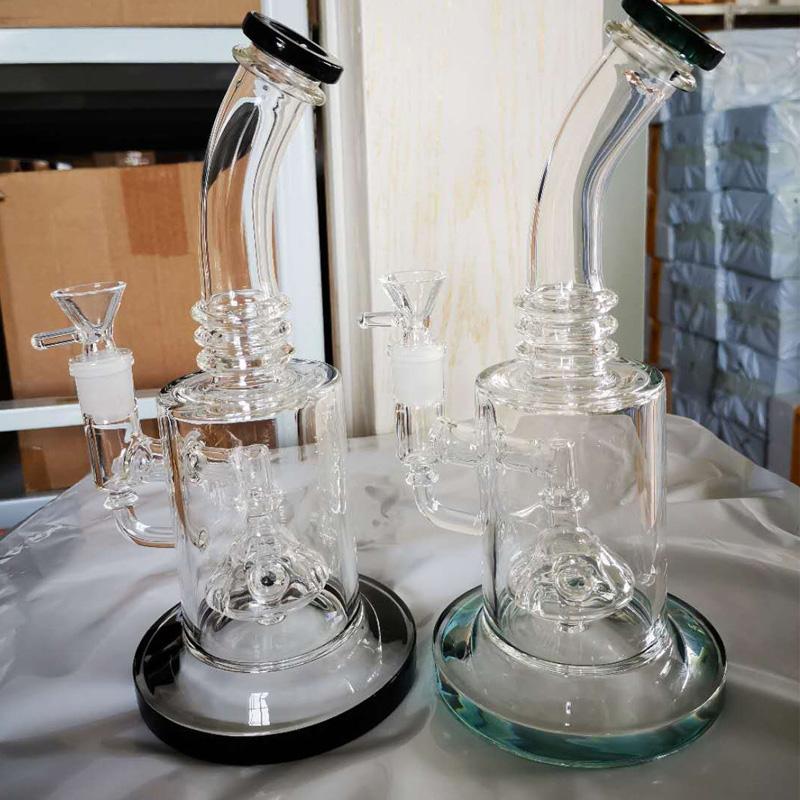 

9.5inches Perc glass water bongs thick glass bong Bent Neck color bong with glass bowl bongs