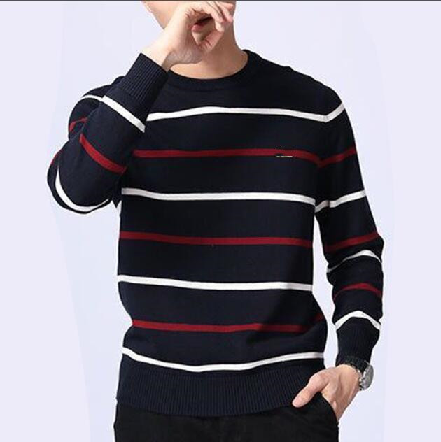 

new mens striped sweater new sweater business casual longsleeved slim top coat free whgcebjkqw, White