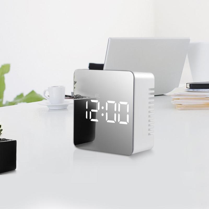 

LED Table lamp With Makeup Mirror Table Alarm Clock For Home Art Decor Bedroom Bedside lamp Digital Electronic Clock Desk