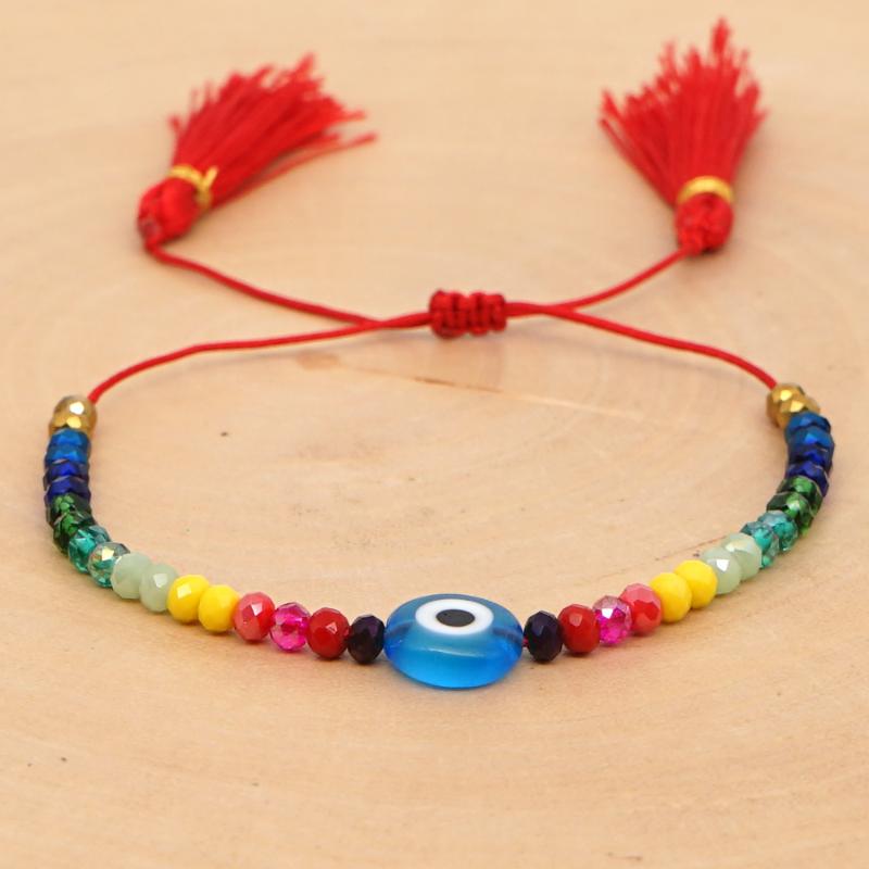 

GRAPES Rainbow Bracelet Turkish Evil Eye Bracelets For Women Jewelry Colorful Beads Tassel Mujer Moda Handmade Rope Bileklik