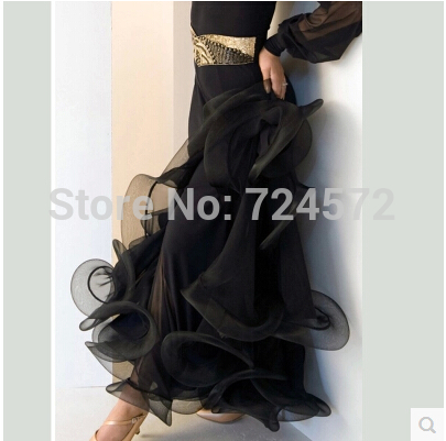

Ballroom dance costume Fashion package hip ballroom dance skirt for women competition skirt 7kinds of colors, Black