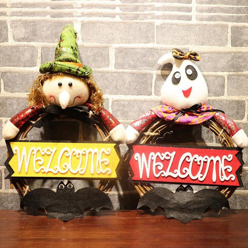 

New Wreath Halloween Decoration Listing Rattan Circle Wreath Haunted House Bar House Decoration Removable Sticker Mural Decor