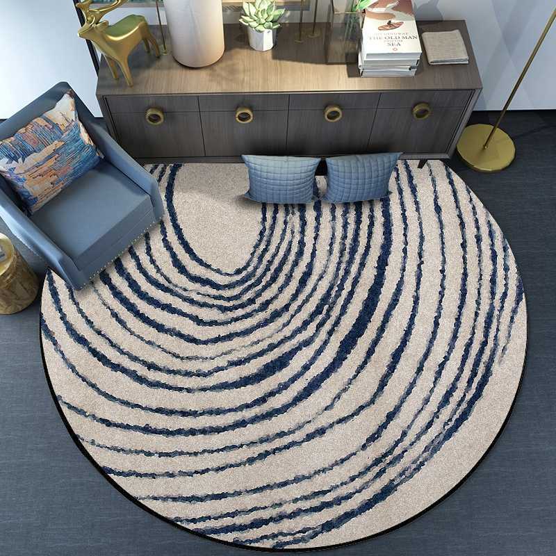 

Living Room Large Creative Rug Blue Round Nordic Style Rugs and Rugs Home Decoration Non-slip Floor Mats