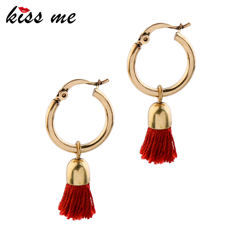 

KISS ME 2 Colors Black Red Tassel Earrings New Brand Copper Alloy Women Accessories Christmas Jewelry
