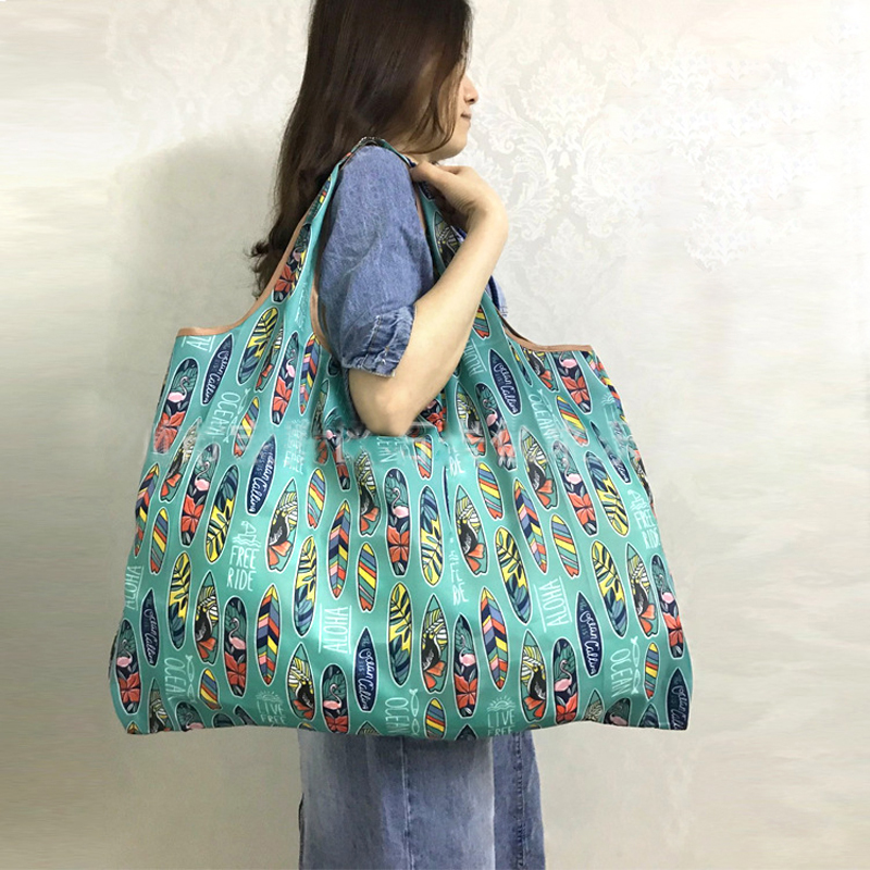 

Folding Shopping Bag Eco-friendly Reusable Portable Shoulder Handbag for Travel Grocery Fashion Pocket Tote Bags Ladies Gift