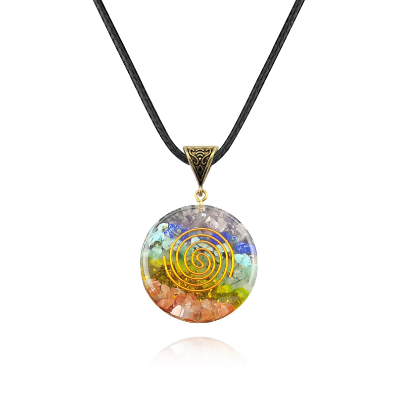 

7 Chakra Energy Pendant Orgonite Necklace Rainbow Pendant Yoga Meditation Necklace Resin Jewelry For Women Men Gifts