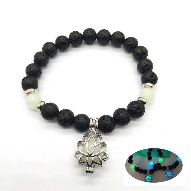 

Natural Stones Luminous Lotus Flower Shaped Delicacy Bracelet Glowing In The Dark Women Classic Bracelets Jewelry Wholesale