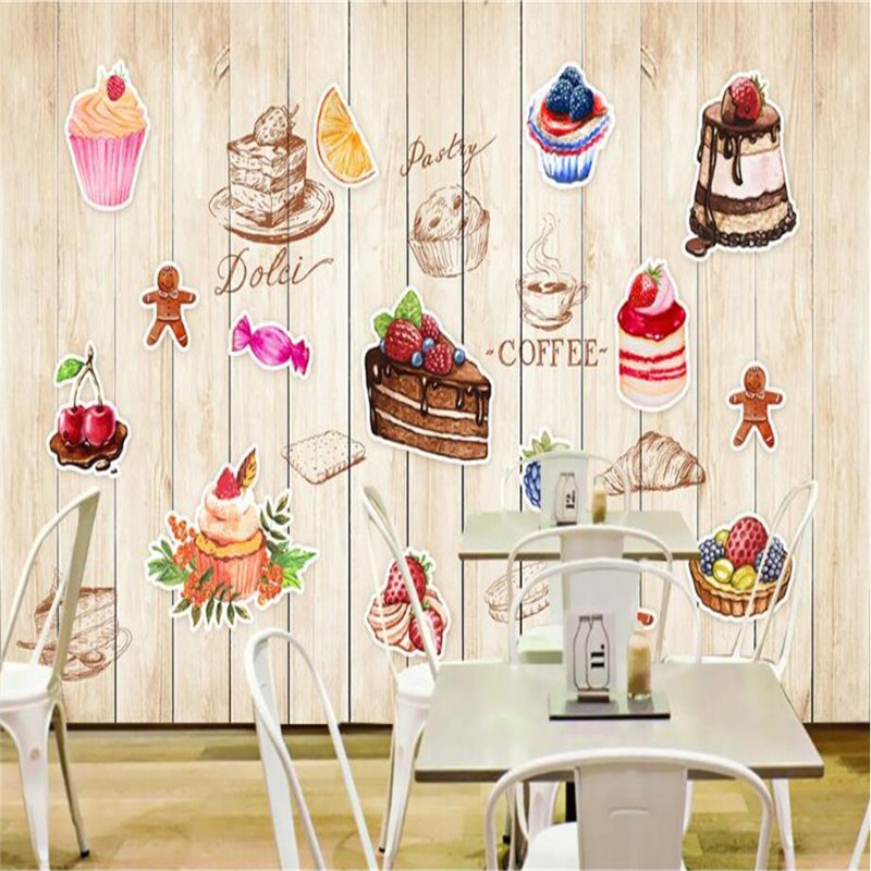 

Custom Cute Cake Dessert Shop Industrial Decor Mural Wallpaper 3D Cupcake Studio West Point House Background Wall Paper 3D, Canvas