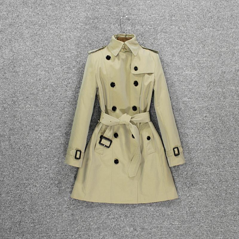 

Windbreaker women spring 2020 new mid long British small classic waist chic coat women, Champagne