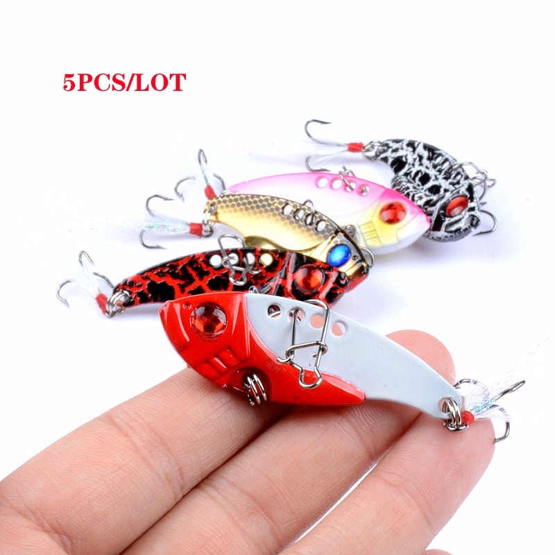 

5pcs/Lot 5.5cm/11g BionicJigs Fishing Lure Set Trout Bass Hard Bait Metal Lure VIB Sequin Lures Fishing Accessories Saltwater Fishing