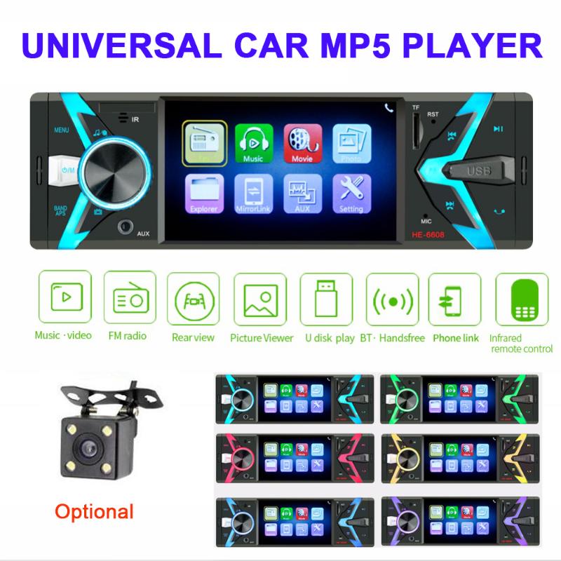 

Universal Car Multimedia Player MP5 1 Din FM Radio Stereo Support Hands-Free Bluetooth Mirror Link USB SD AUX Reversing Camera