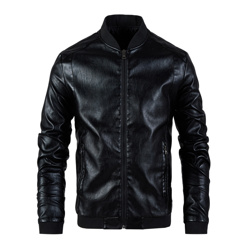 

Men Leather Jacket Men's Stand Collar Coat Spring Autumn Casual Slim Big PU Zipper Jacket 8XL Male Moto Biker Coats Outerwear, Black