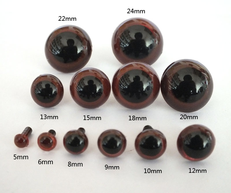 

100pcs 5-20mm Brown color Plastic safety eyes for toys Multicolor plush animal eye