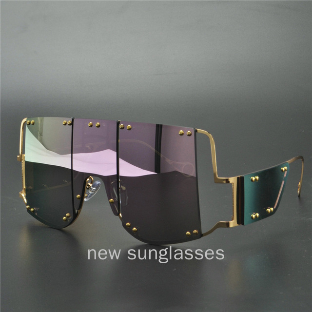 

Oversized Punk Sunglasses for Women 2020 Clear Sunglasses Men Vintage Luxury Retro Square Mens Sunglass UV400 NX