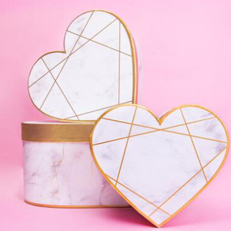 

Simple Heart Gift Box High-end Marbling Bronzing Edge Valentine's Day Party Wallet Perfume Flower Plus Height Paper Gift Box