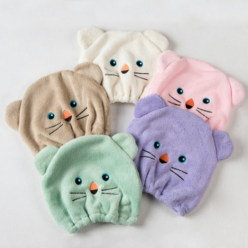 

Quickly Dry Hair Wrapped Towels Cute Cartoon Dry Hair Hat Bath Hats 1Pcs Portable Shower Cap Bath Accessories