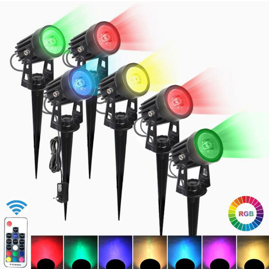 

Color Changing LED Landscape Lights 18W Landscape Lighting IP66 Waterproof LED Garden Pathway Lights Walls Trees Outdoor Spotlights, 6 Packs
