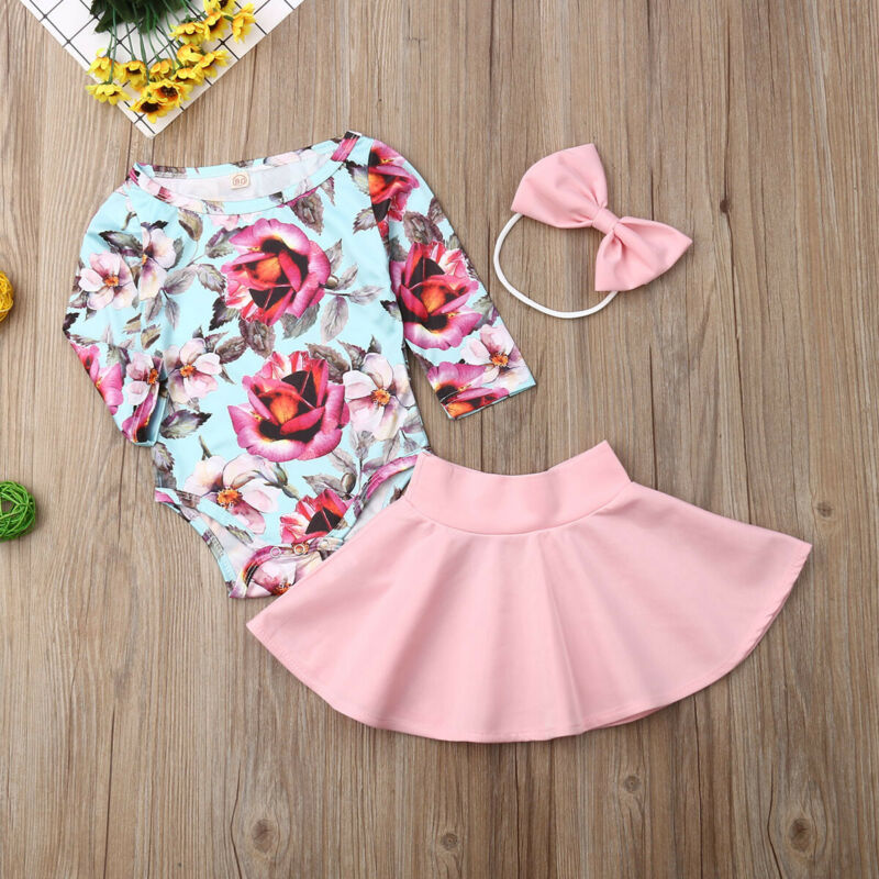 

US Summer Infant Baby Girl Floral Romper Jumpsuit Dress Outfit Skirt Clothes Set, Multi
