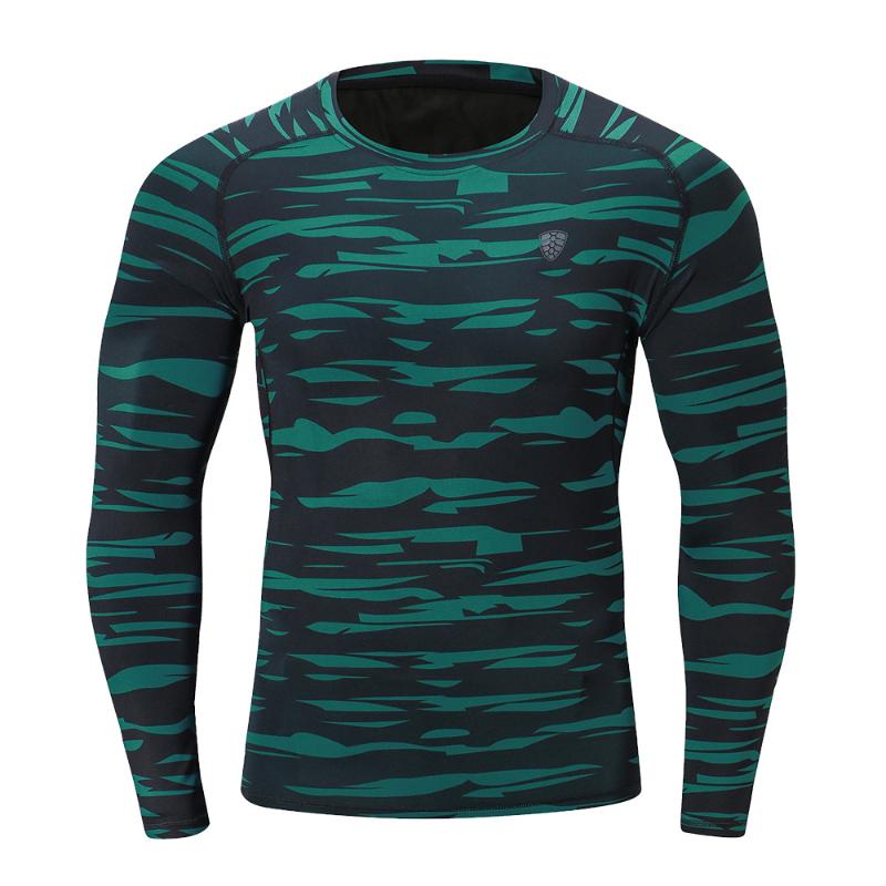 

2020 Autumn Winter Fitness Running T Shirt Long Sleeve Men's Skinny Training Sports Shirt Quick Dry Mens Gym Clothing Outdoor, Green