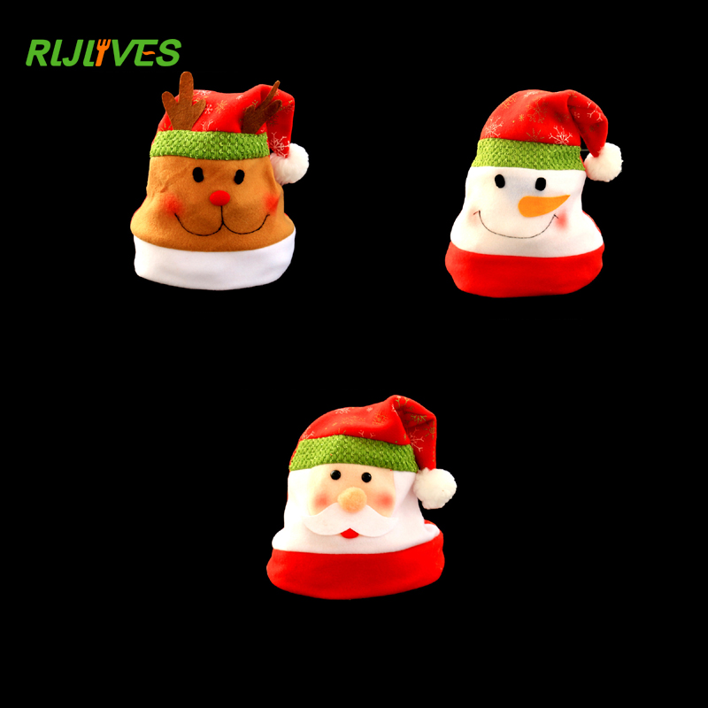 

RLJLIVES 1PC Cute Santa Claus Snowman Elk Christmas Hats for Xmas Home Party Decoration Favors Adult Cap Hats