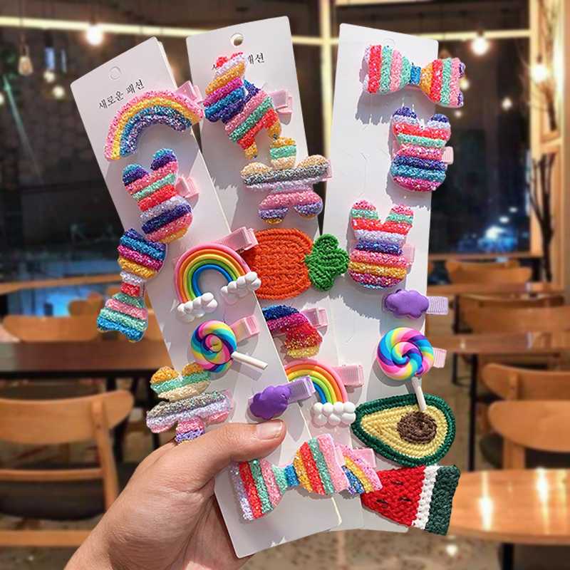 

1Set New Rainbow Gradient Girls Cute Star Flower Hairpins Sweet Hair Clips Barrette Girls Accessories Hair Ornament
