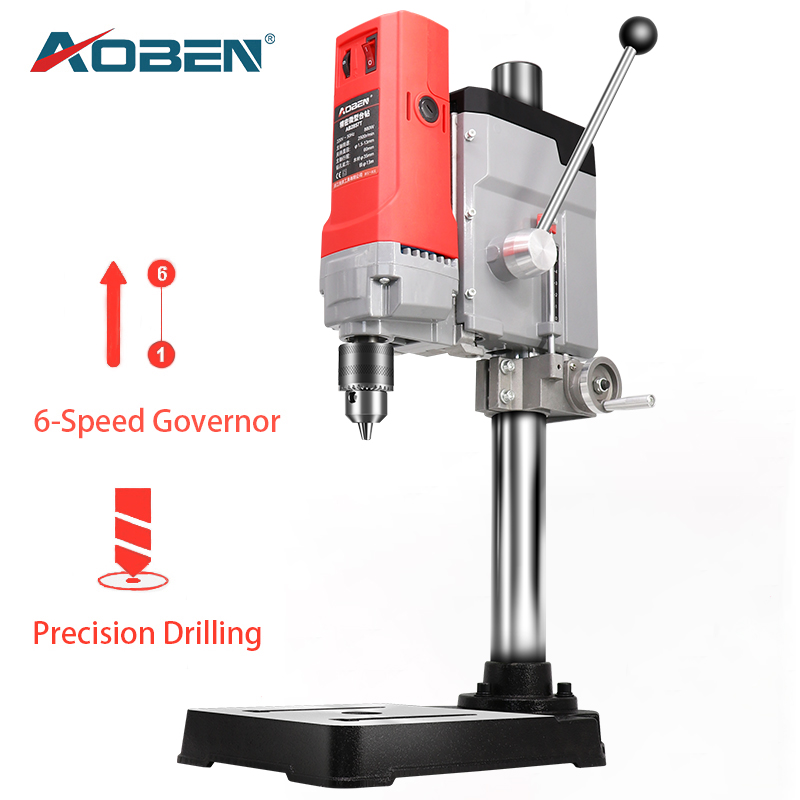 

AOBEN 880W Electric Bench Drilling 220V Multifunction 6-Speed Governor Mini Bench Drill Stand Steel/Woodworking Home DIY Tool