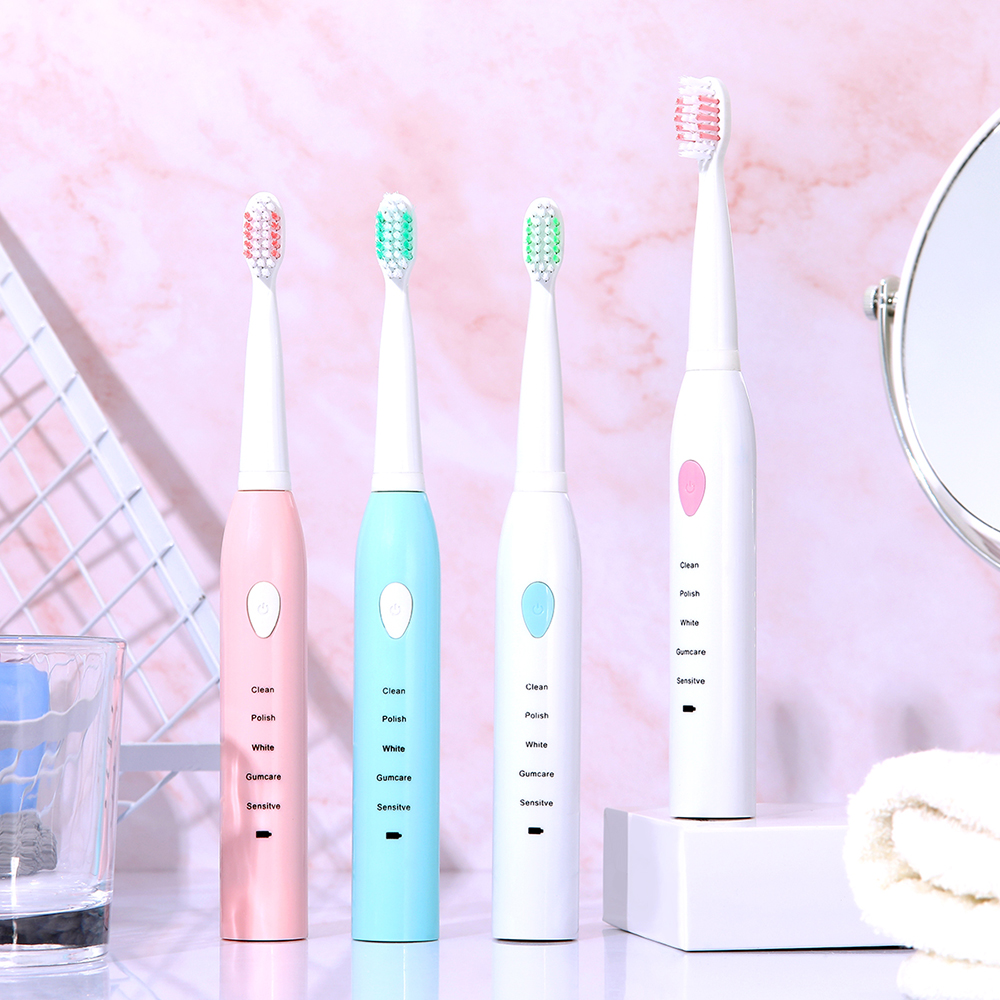 

Best 5 Modes Sonic Electric Toothbrushechargeable USB + 4 Replacement Heads Waterproof Timer Tooth Brush Whitening for Adults