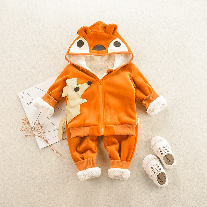 

Fall/Winter Girls' Baby Clothes Boys Fashion Hot Sale Fawn Hooded Jacket+Pants 2PCS Clothes Set Kids Set, As picture
