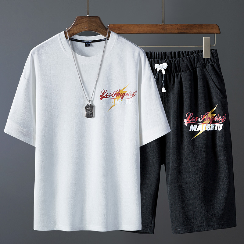 

Fashion Men Summer Short Sleeve T-shirts And Tops Shirts Hip Tops Suit Men Sports Suit T Shirt Tracksuits Nice, Black