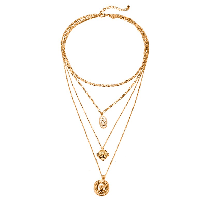 

Alloy Crystal Portrait Multilayer Pendant Choker Necklace For Women Chain On The Neck Chains Kpop Jewelry 2020 Aesthetic XL10437