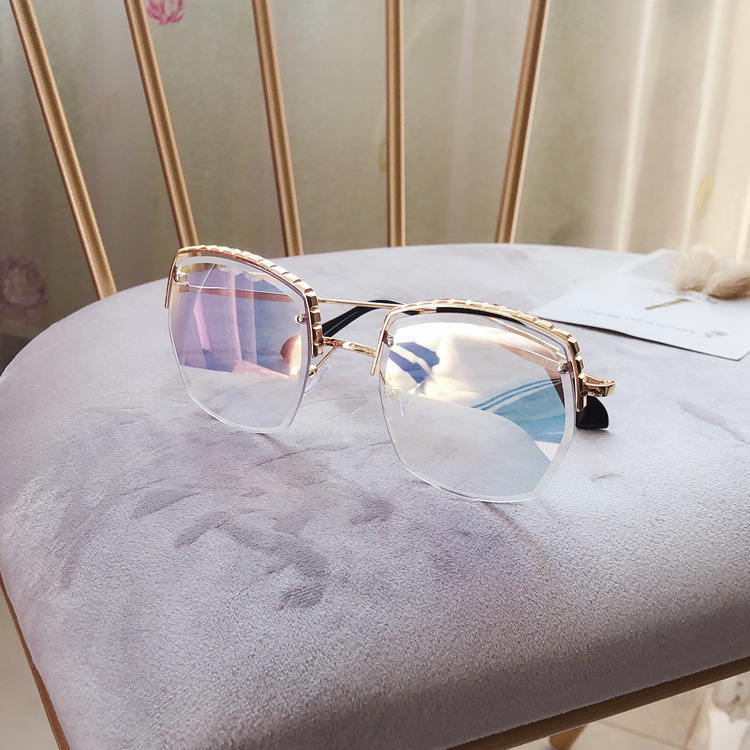 

MS 2020 New Women Sunglasses Rimless UV400 Brand Designer High Quality Gradient rainbow Sun Glasses Female Eyewear