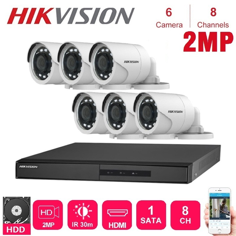

Hikvision English 6Pcs outdoor 2MP 4 in 1 HD Night Vision Camera with 8 Channels Surveillance DVR CCTV Security System Kits