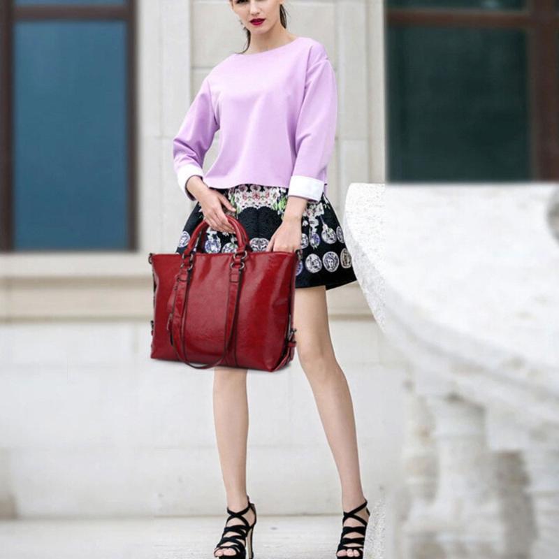 

Bolsos Mujer De Marca Famosa 2020 Large Pocket Casual Tote Women's Handbag Shoulder Handbags Leather Capacity Bags Women, Red
