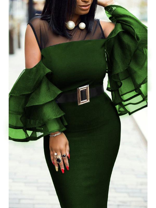 

Plus Size African Dresses for Women Sexy Mesh Ruffles Sleeve African Clothing Party Africa Dress Robe Africaine Femme 2020