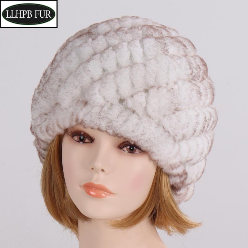 

Winter Russian Women Real Rex Fur Hats Handmade Knitted Genuine Rex Fur Cap Warm Quality Beanies Hat, Coffee red