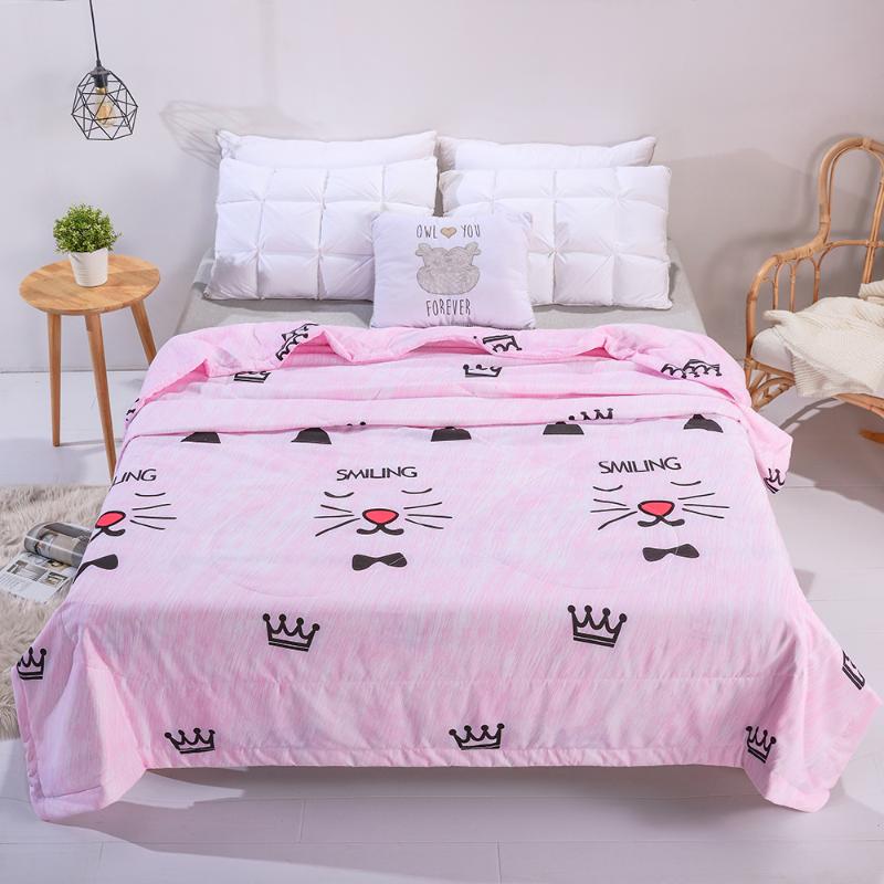 

Thin Summer Quilts Cotton Air-conditioning Quilt Comforter Bed Cover Sofa Throw Blankets Bedspread Cartoon, Lavender