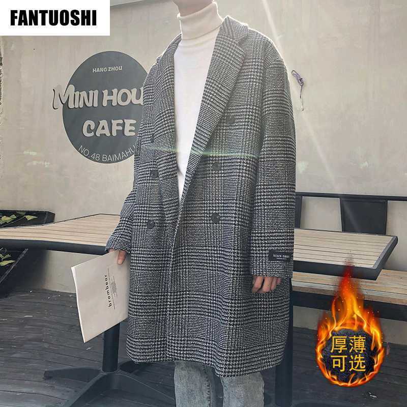 

Men Winter Casual couple' tweeds Plaid coats, trench coats Warm Woolen Trench Coat Men' jacket Padded warm woolen coat, Hui ge