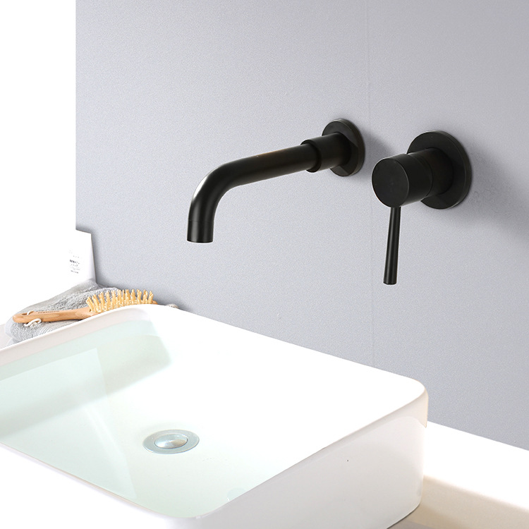

Matte Brass In Wall Basin Faucet Bathroom Mixer Tap Hot Cold Sink Faucet Rotation Spout