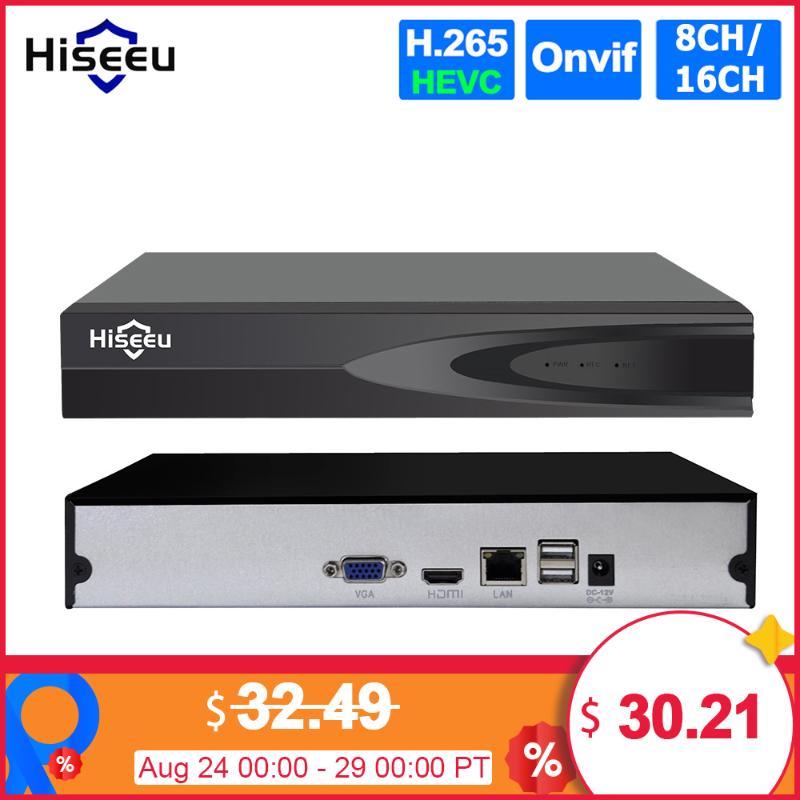 

Hiseeu H.265 HEVC 8CH 16CH CCTV NVR for 5MP/4MP/3MP/2MP ONVIF 2.0 IP Camera metal network video recorder P2P for cctv system