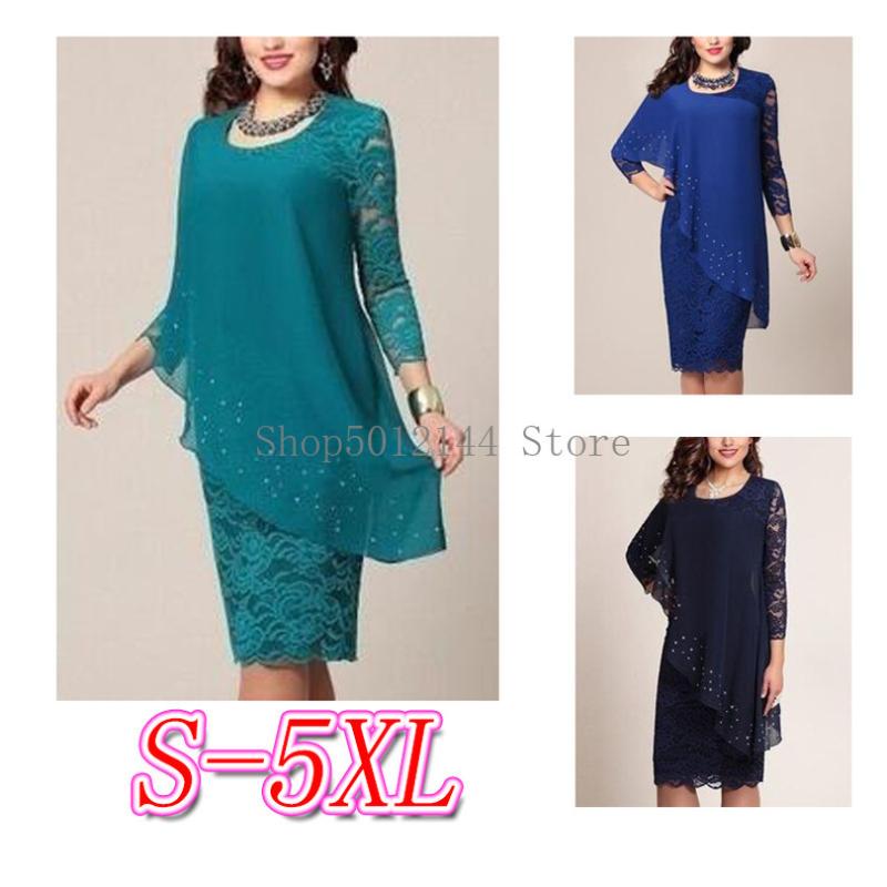 

Summer Dress Women 2020 Casual Plus Size Slim Autumn Office Bodycon Dresses Sexy Elegant Vintage Hollow Out Lace Party Dress, As shown