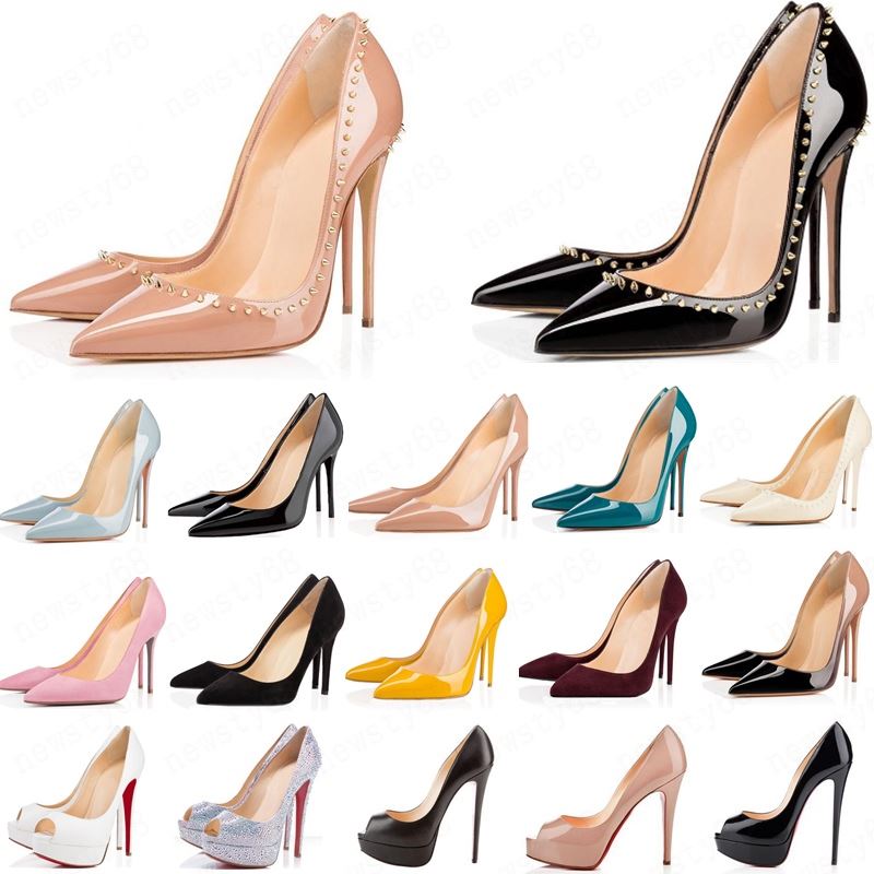

2019 HOT Women Shoes Red Bottoms High Heels Sexy Pointed Toe Red Sole 8cm 10cm 12cm Pumps Come With Logo dust bags Wedding shoes, Black